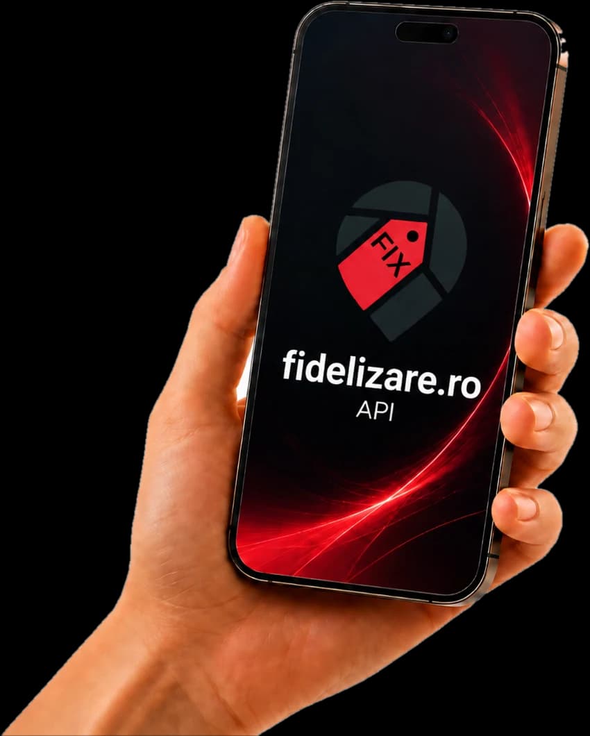 Telefon cu API-ul Fidelizare deschis, ținut în mână